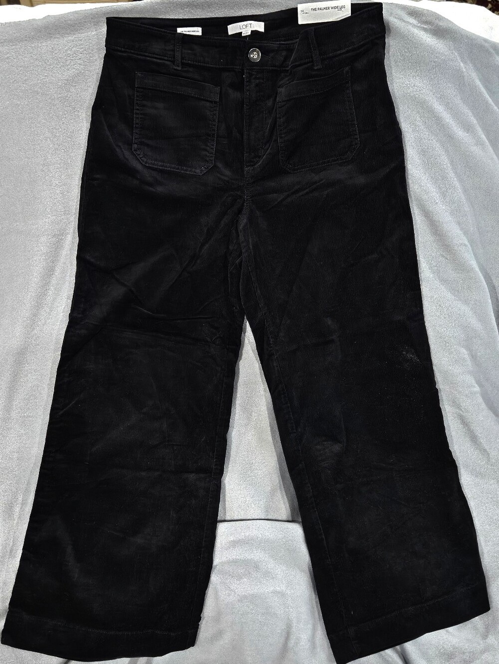 LOFT Palmer Wide Leg Black Corduroy Pants Size 14 NWT